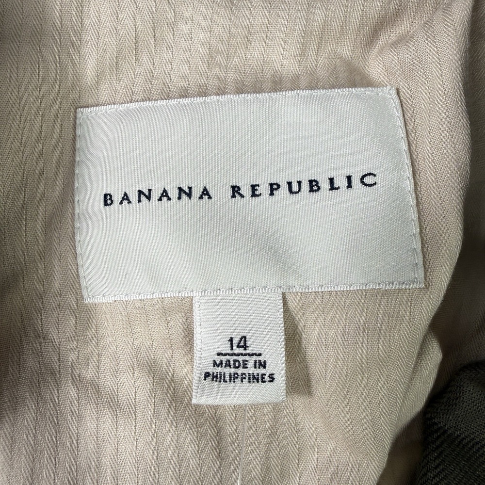 Banana Republic Olive Green Safari Travel Utility Vest Womens Size 14 Linen NWT - Picture 4 of 12